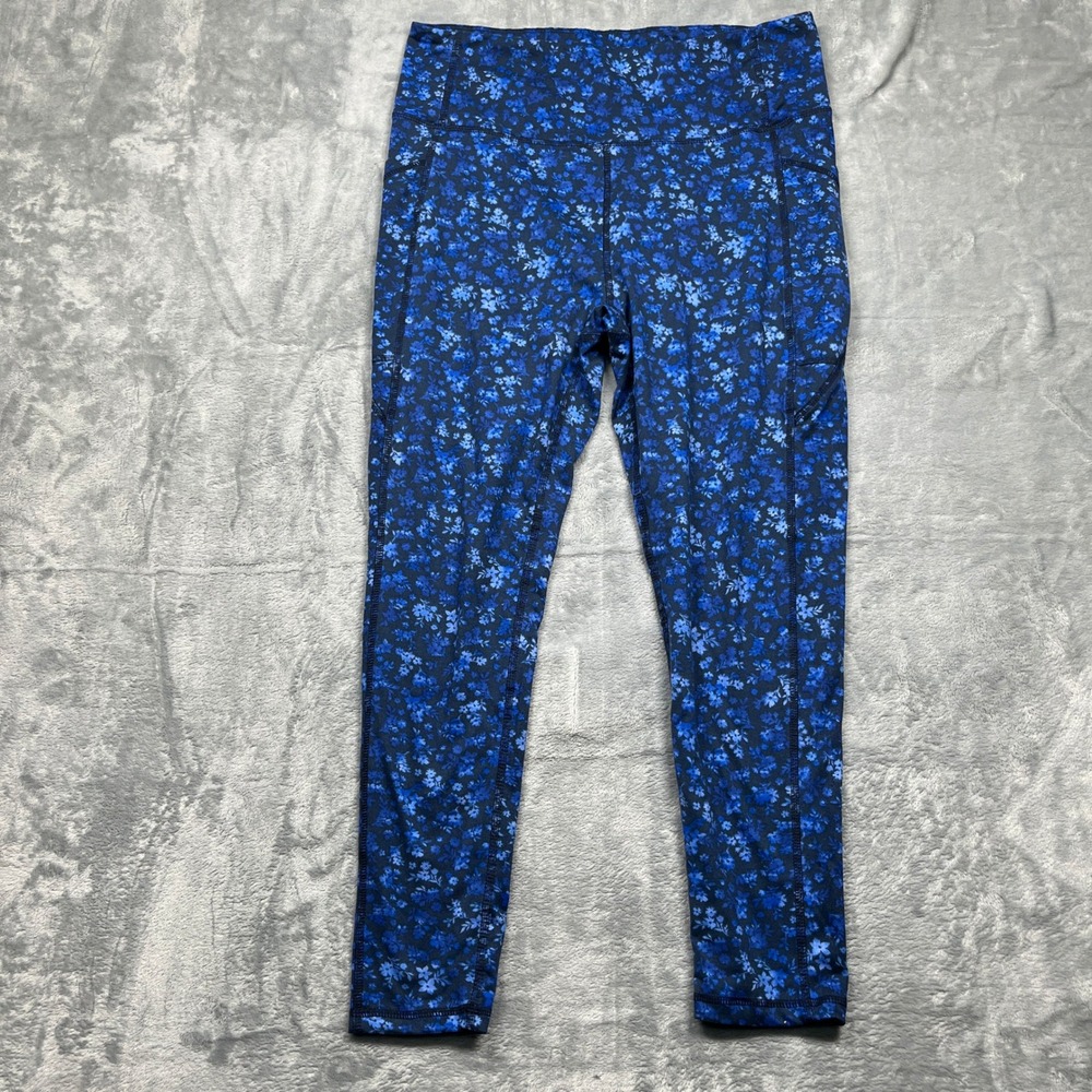 Laundry by Shelli Segal Leggings Womens XL Blue Floral High Rise Side Pockets